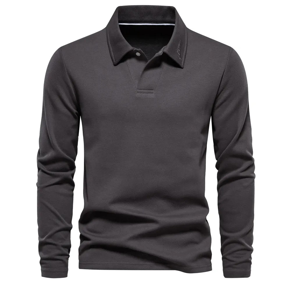 Long Sleeve Polo Shirt - Men's Classic Collared Polo Shirt-Chaps of London-Dark Gray-S-Chaps of London