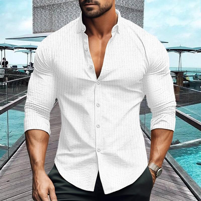 Long Sleeve Shirt | Breathable | Collared | Button-Up Shirt | Men's Shirts-Men's Top-Chaps of London-White-S-Chaps of London