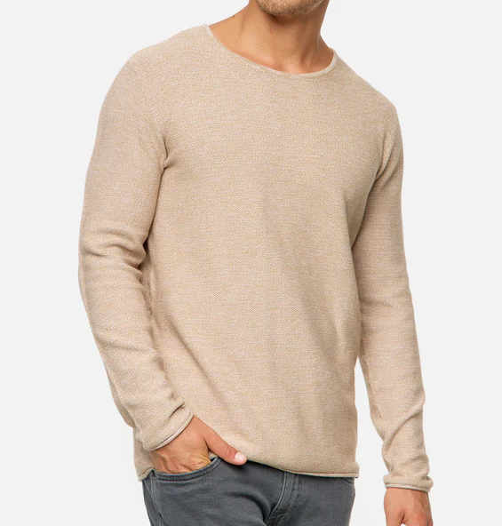 Long Sleeve Shirt - Men's Casual Plain Crew Neck Sweater-Chaps of London-Corn Stalk-XS-Chaps of London