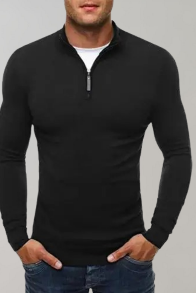 Long Sleeve T-Shirt - Half Zip - Slim Fit - Quarter Zip Shirt - Men's Shirts-Chaps of London-Chaps of London