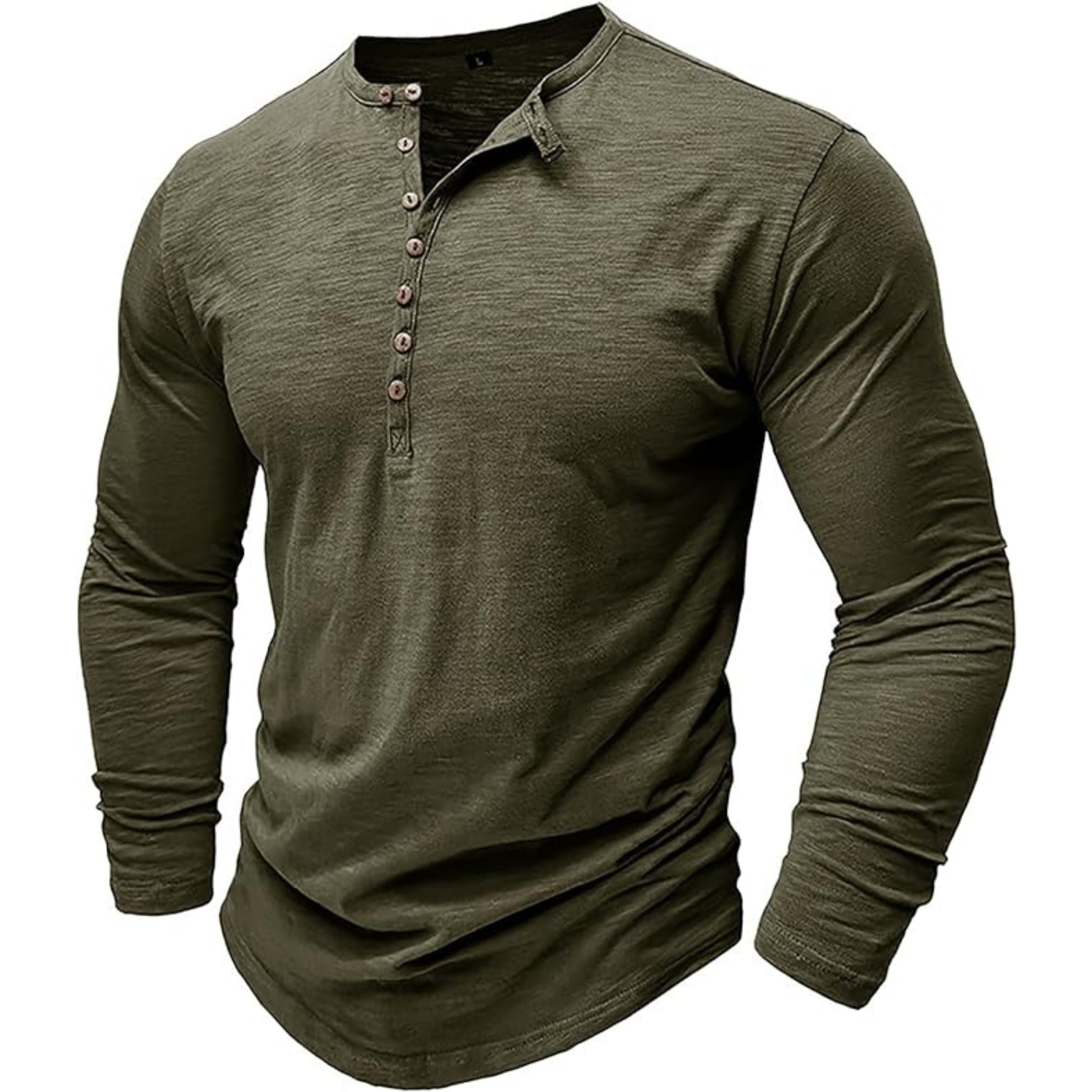 Long Sleeve T-Shirt - Men's Casual Plain Buttoned Up Henley Shirt-Shirt-Chaps of London-Dark Green-S-Chaps of London