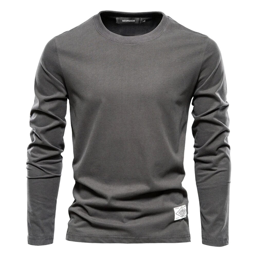 Long Sleeve T-Shirt - Men's Plain Crew Neck Long Sleeve Shirt-Blouses_M-Chaps of London-Dark Gray-XS-Chaps of London