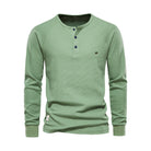 Long Sleeve T-Shirt - Men's Plain Quarter Button Long Sleeve Shirt-Fashion Men Henley All-year-Chaps of London-Green-S-Chaps of London
