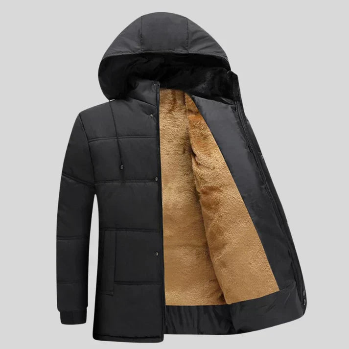Male Winter Jacket | Hooded | Fur Lined | Puffer Jacket | Men's Padded Jacket-Men's Winter Jacket-Chaps of London-Black-Khaki-XS-Chaps of London
