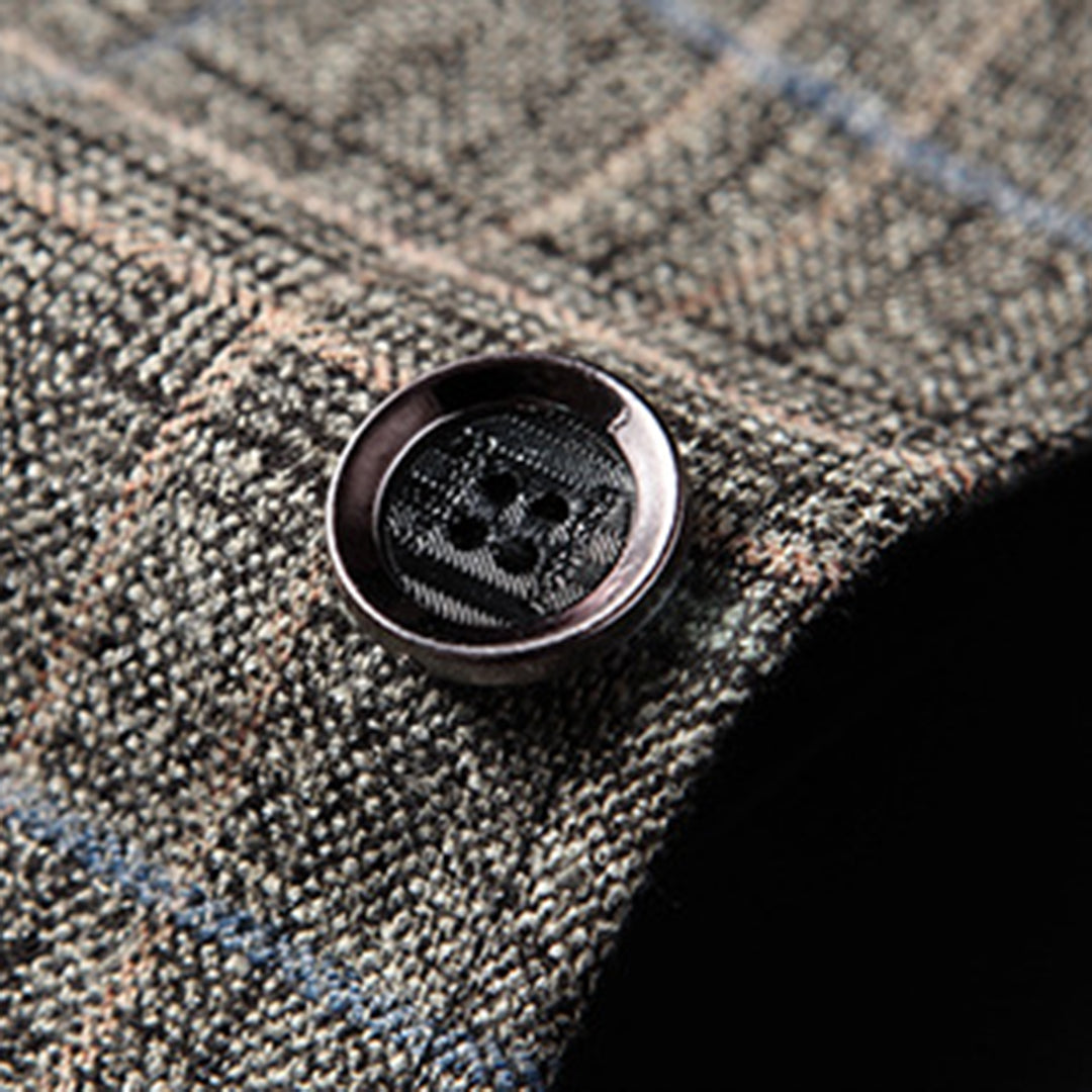 Men's Blazer - Single Breasted - Pockets - Checkered Blazer - Suit Jacket-Fashion Men Blazer Plaid Fall-Chaps of London-Chaps of London