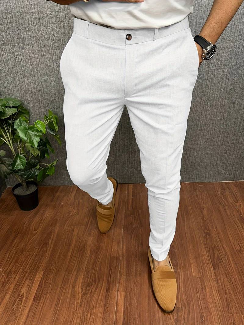 Men's Chinos | Classic | Slim Fit | Chino Pants | Men's Trousers-Chaps of London-White-S-Chaps of London