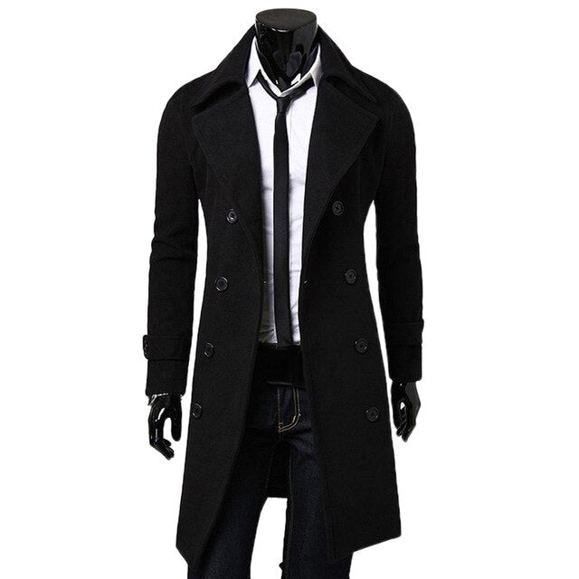 Men's Coat - Double Breasted - Turn-down Collar - Autumn Jacket - Trench Coat-Chaps of London-Chaps of London