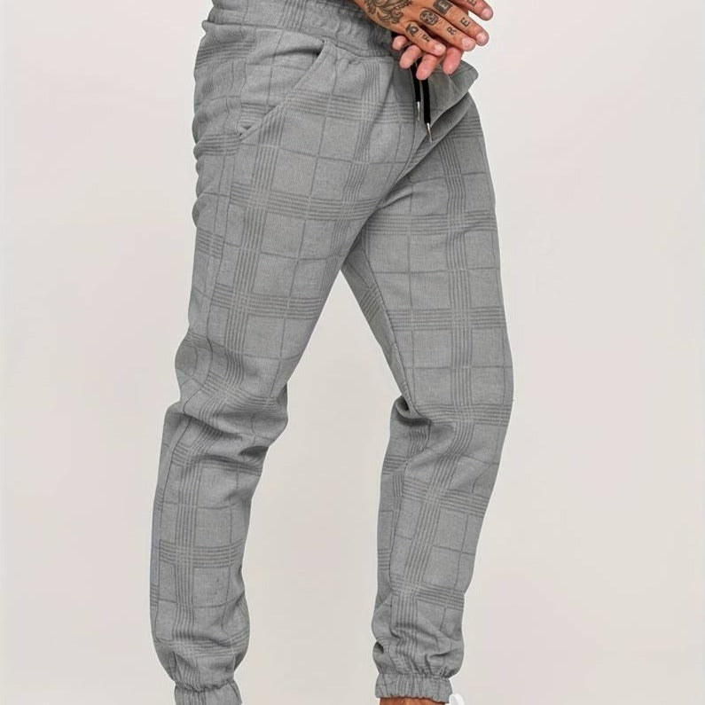 Men's Joggers | Plaid | Elastic Waist | Track Pants | Men's Pants-Men Pants-Chaps of London-Chaps of London