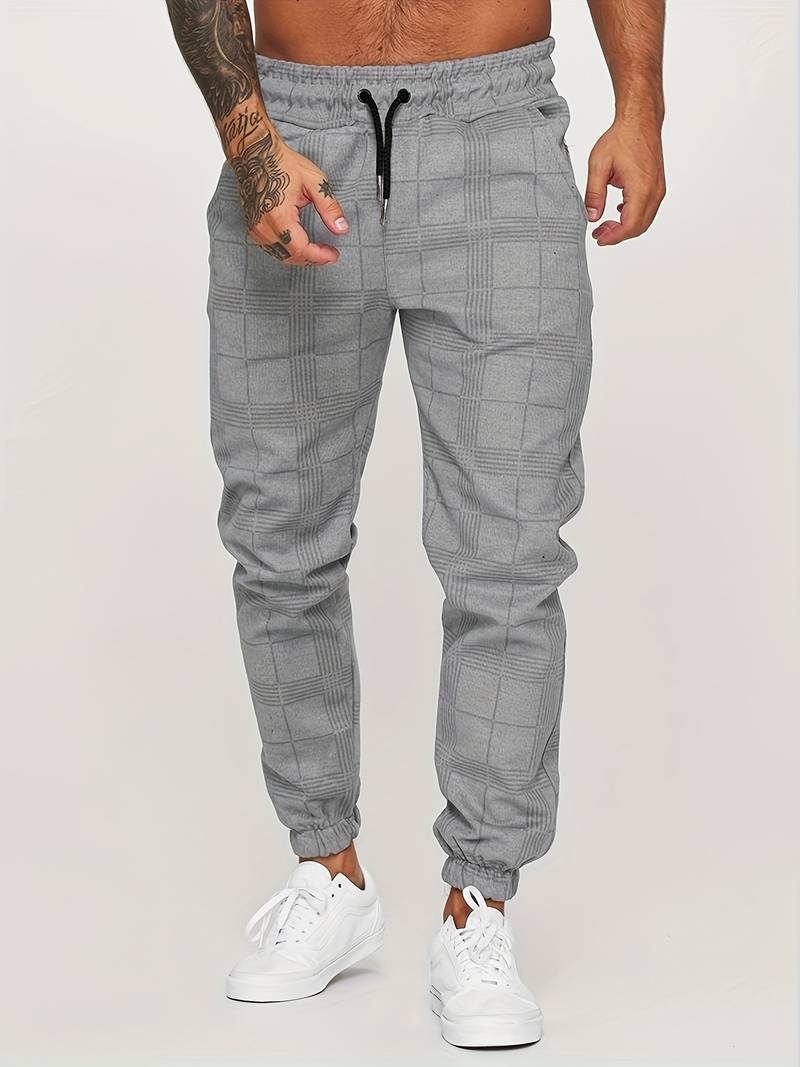 Men's Joggers | Plaid | Elastic Waist | Track Pants | Men's Pants-Men Pants-Chaps of London-Chaps of London