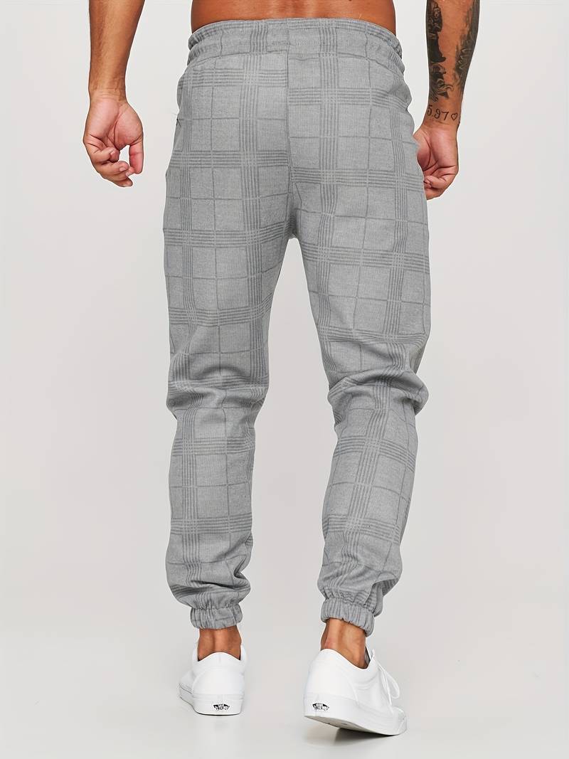 Men's Joggers | Plaid | Elastic Waist | Track Pants | Men's Pants-Men Pants-Chaps of London-Chaps of London