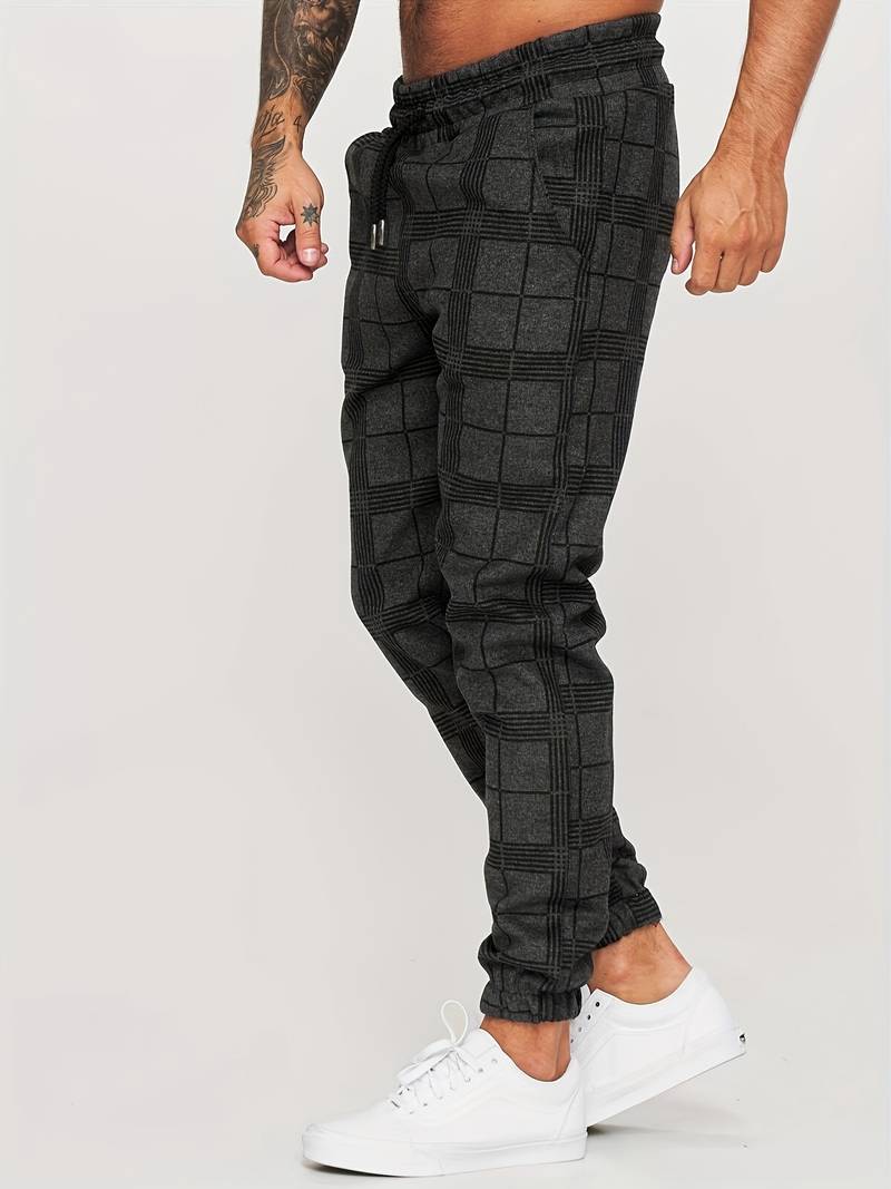 Men's Joggers | Plaid | Elastic Waist | Track Pants | Men's Pants-Men Pants-Chaps of London-Chaps of London