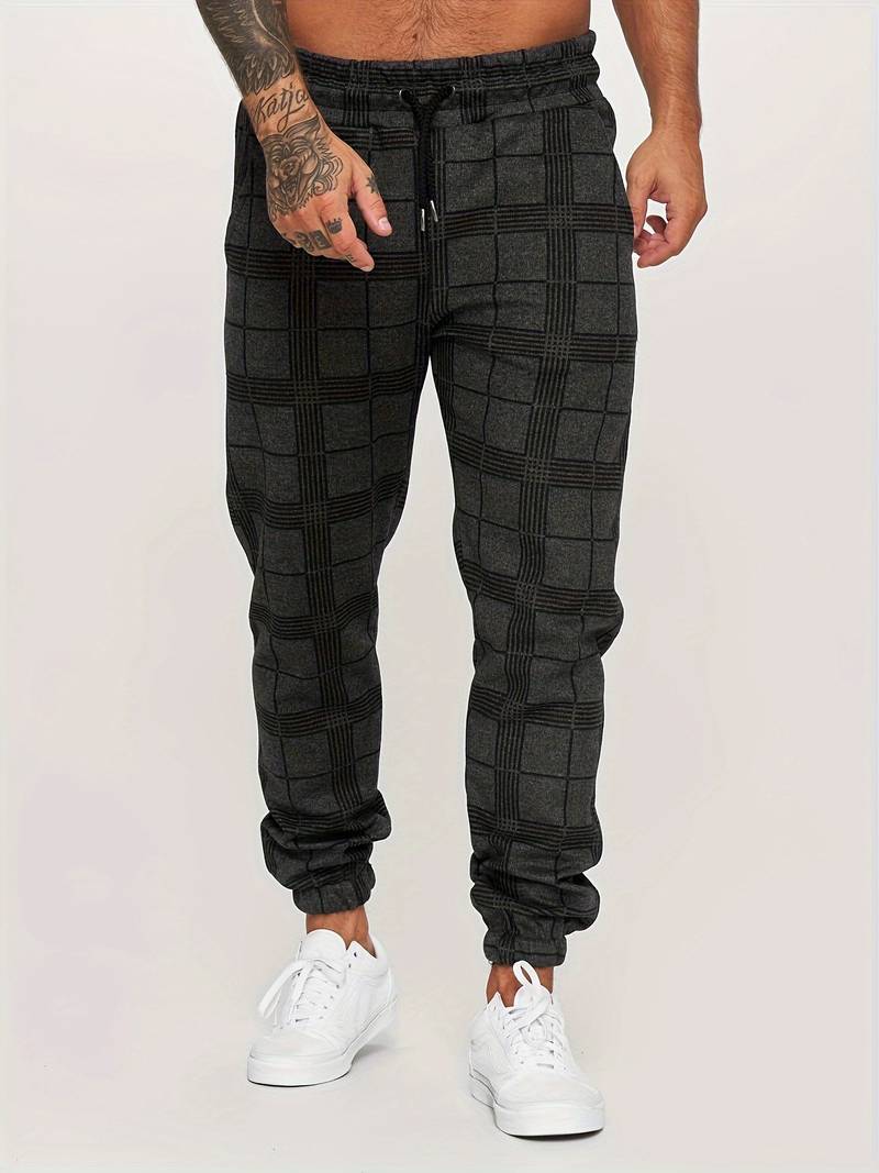 Men's Joggers | Plaid | Elastic Waist | Track Pants | Men's Pants-Men Pants-Chaps of London-Chaps of London