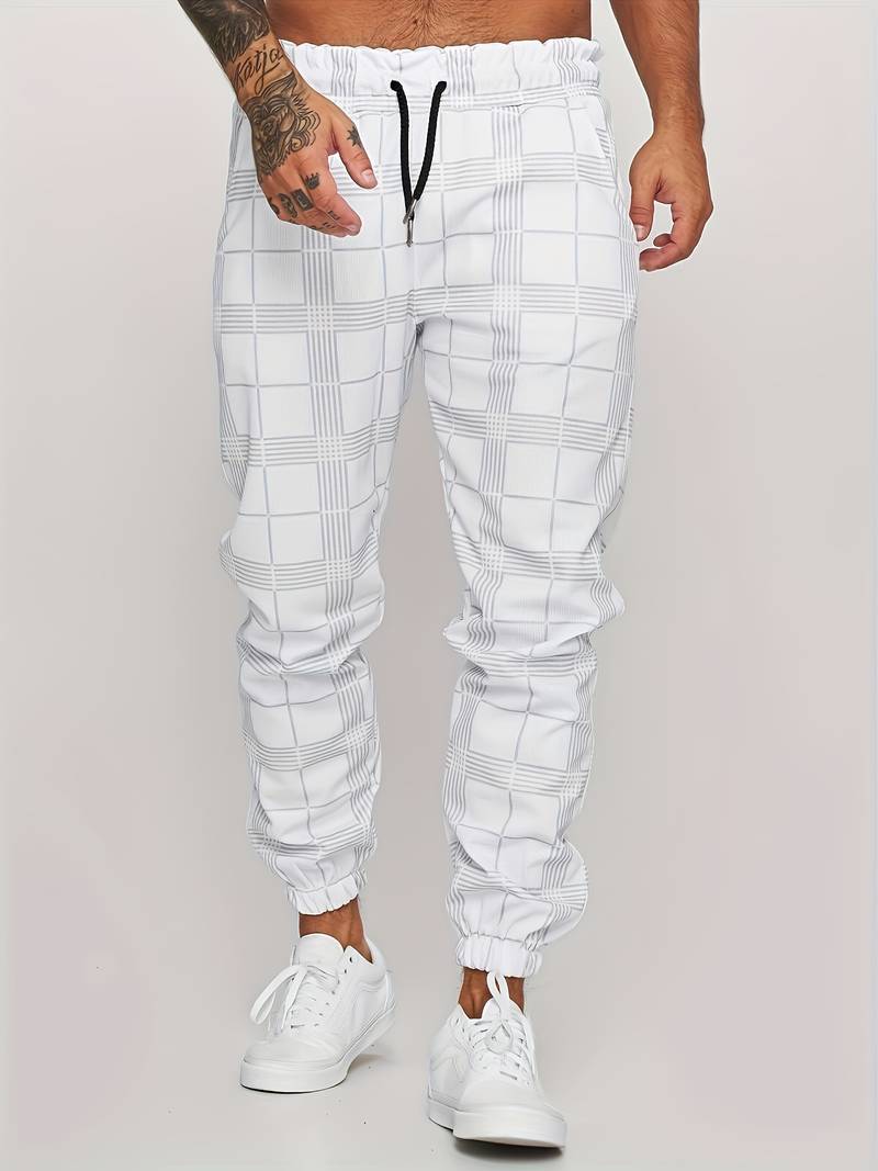 Men's Joggers | Plaid | Elastic Waist | Track Pants | Men's Pants-Men Pants-Chaps of London-Chaps of London
