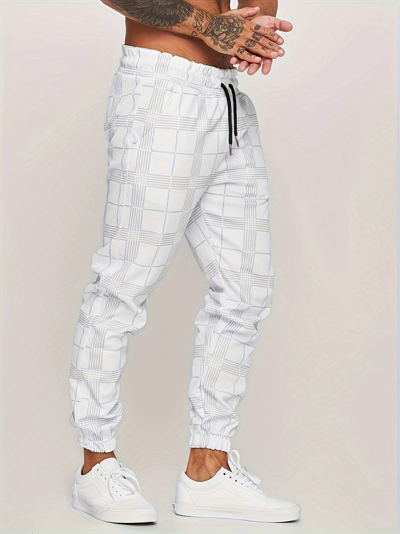 Men's Joggers | Plaid | Elastic Waist | Track Pants | Men's Pants-Men Pants-Chaps of London-Chaps of London