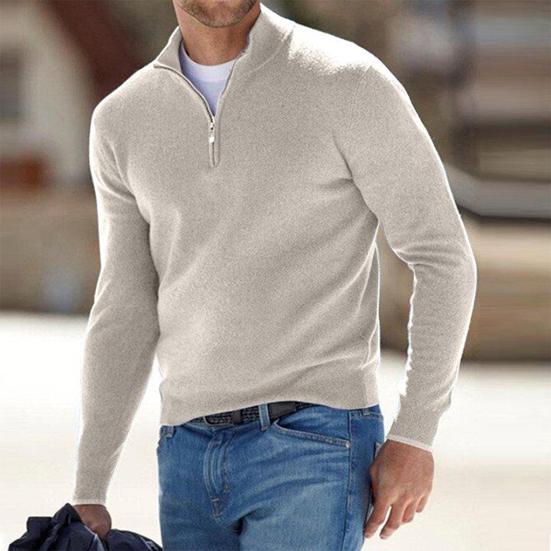 Men's Quarter Zip Sweater - Knitted - Pullover - Polo Jumper - Men's Half Zip Jumper -Fashion Men Sweater Pullover Fall-Chaps of London-Chaps of London
