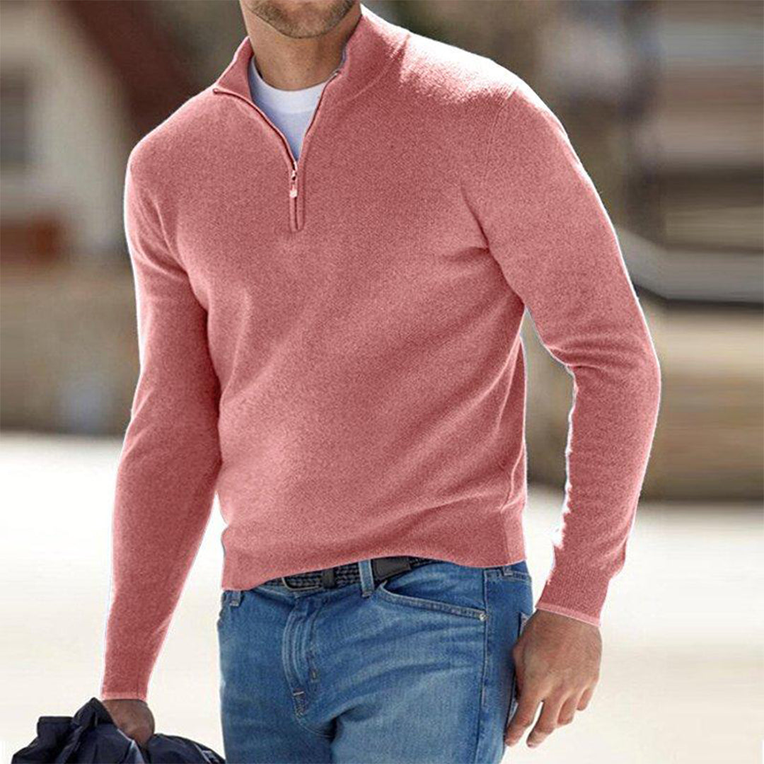 Men's Quarter Zip Sweater - Knitted - Pullover - Polo Jumper - Men's Half Zip Jumper -Fashion Men Sweater Pullover Fall-Chaps of London-Chaps of London
