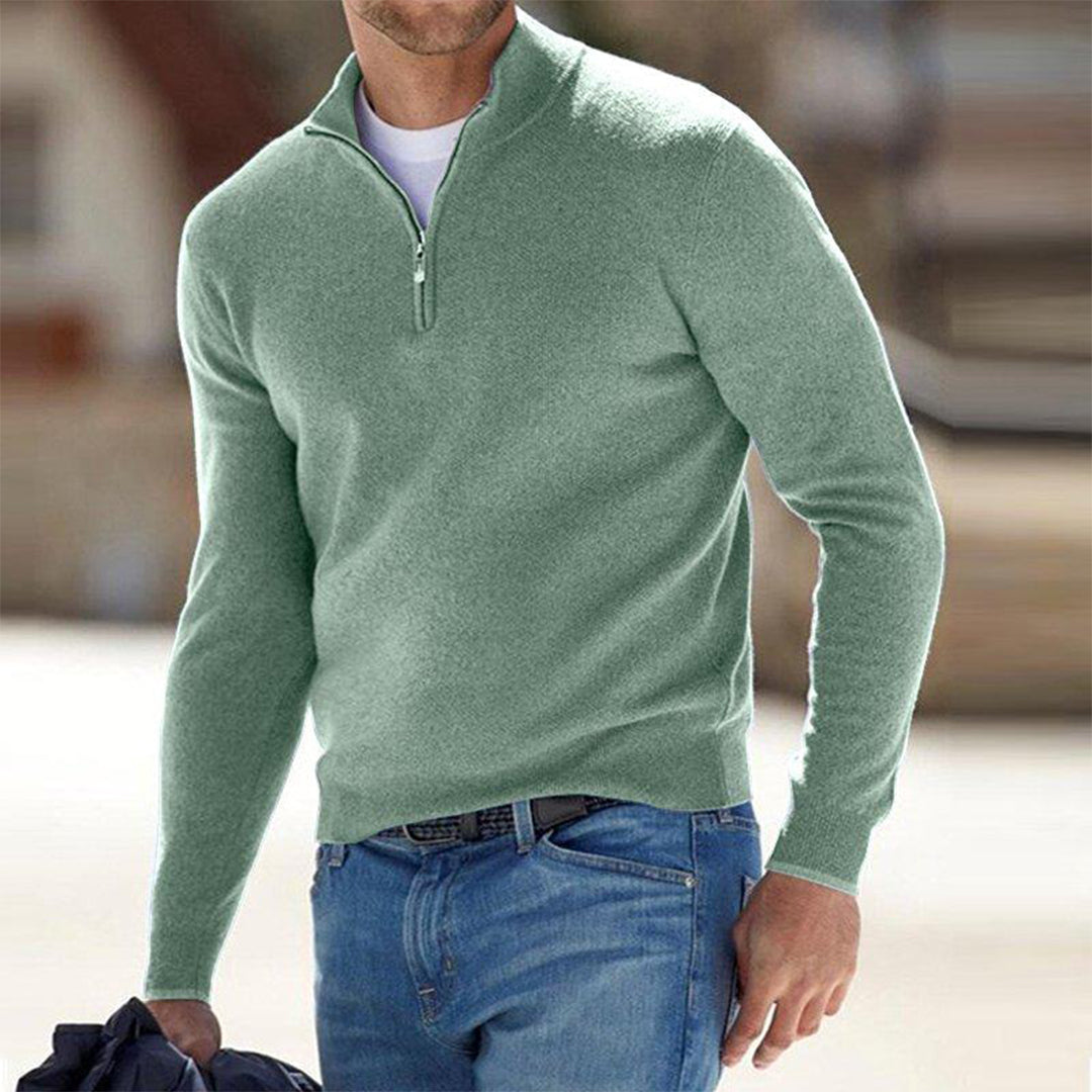 Men's Quarter Zip Sweater - Knitted - Pullover - Polo Jumper - Men's Half Zip Jumper -Fashion Men Sweater Pullover Fall-Chaps of London-Chaps of London