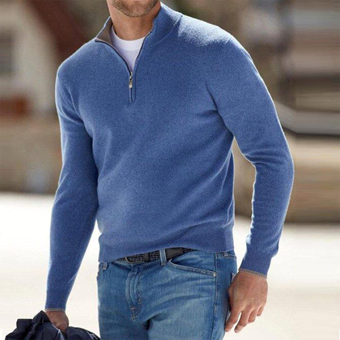 Men's Quarter Zip Sweater - Knitted - Pullover - Polo Jumper - Men's Half Zip Jumper -Fashion Men Sweater Pullover Fall-Chaps of London-Chaps of London