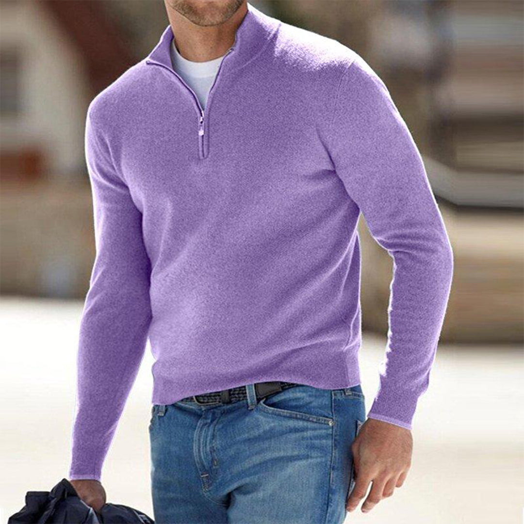Men's Quarter Zip Sweater - Knitted - Pullover - Polo Jumper - Men's Half Zip Jumper -Fashion Men Sweater Pullover Fall-Chaps of London-Chaps of London