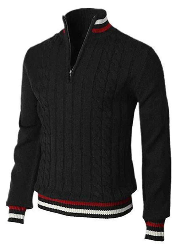 Men's Quarter Zip Sweaters | Cable Knit | Knitted | Polo Jumper | Half Zip Jumper for Men-Chaps of London-Chaps of London