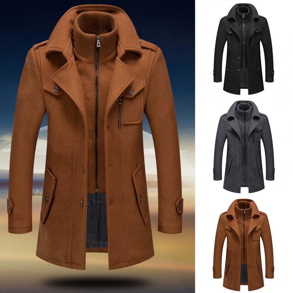 Men's Wool Coat | Single Breasted | Zip-Up | Wool Trech Coat | Male Winter Jackets-Men’s Wool Trench Coat-Chaps of London-Chaps of London