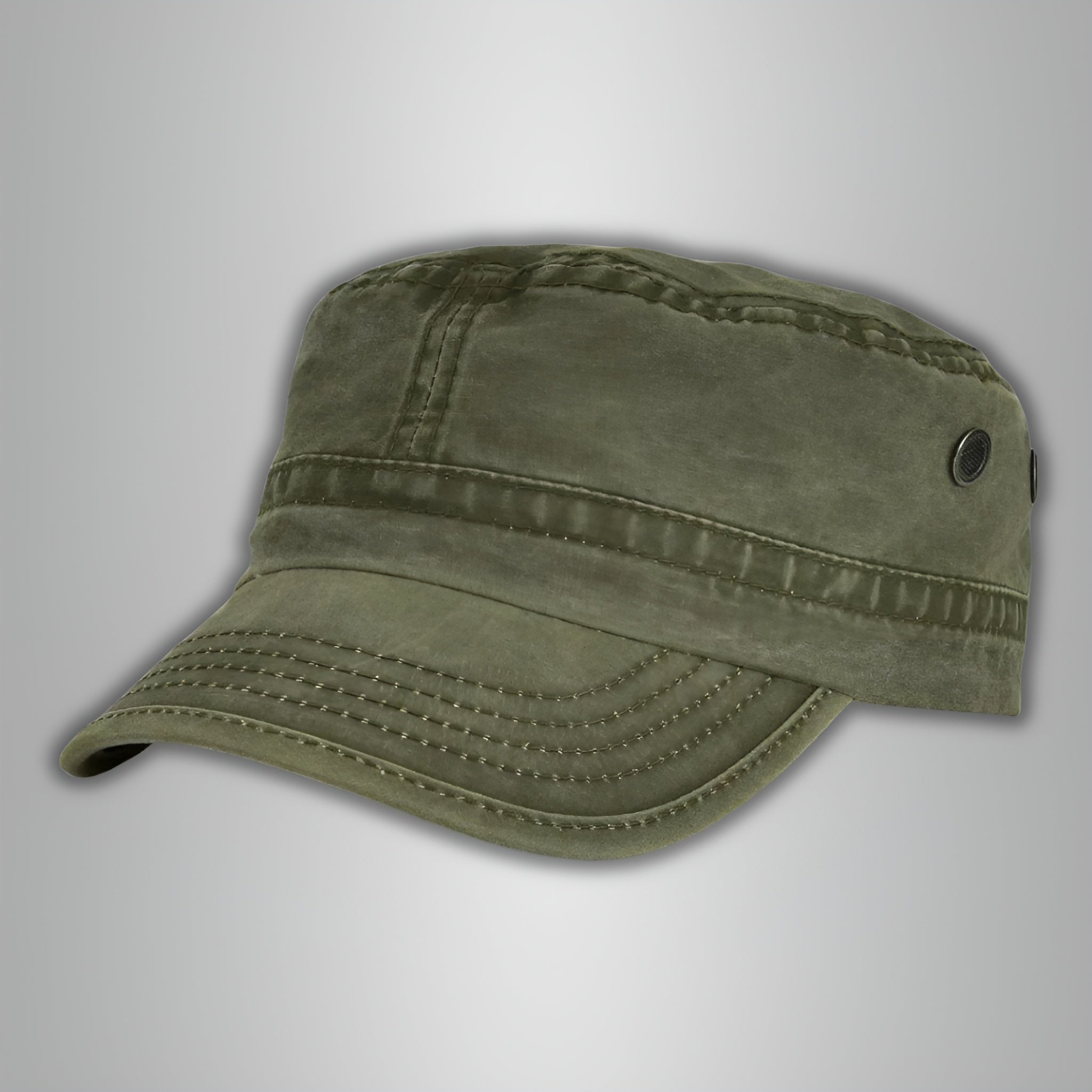 Military Cap | Square | Army Green | Cadet Cap | Men's Cap-Military Cap-Chaps of London-Chaps of London