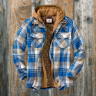 Plaid Jacket - Men's Quilted Liner Hooded Autumn Jacket-Chaps of London-Blue-S-Chaps of London