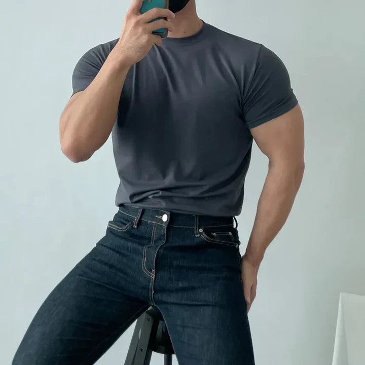 Plain T-Shirt | Round Neck | Basic | Crew Neck T-Shirt | Men's T-Shirt-Chaps of London-Grey-M-Chaps of London