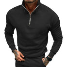 Polo Jumper | Casual | Long Sleeve | Half Zip Sweatshirt | Men's Quarter Zip Sweater-Chaps of London-Black-S-Chaps of London