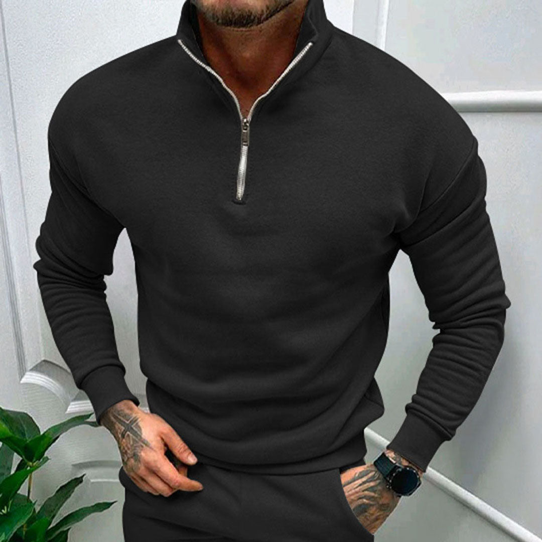 Polo Jumper | Casual | Long Sleeve | Half Zip Sweatshirt | Men's Quarter Zip Sweater-Chaps of London-Chaps of London