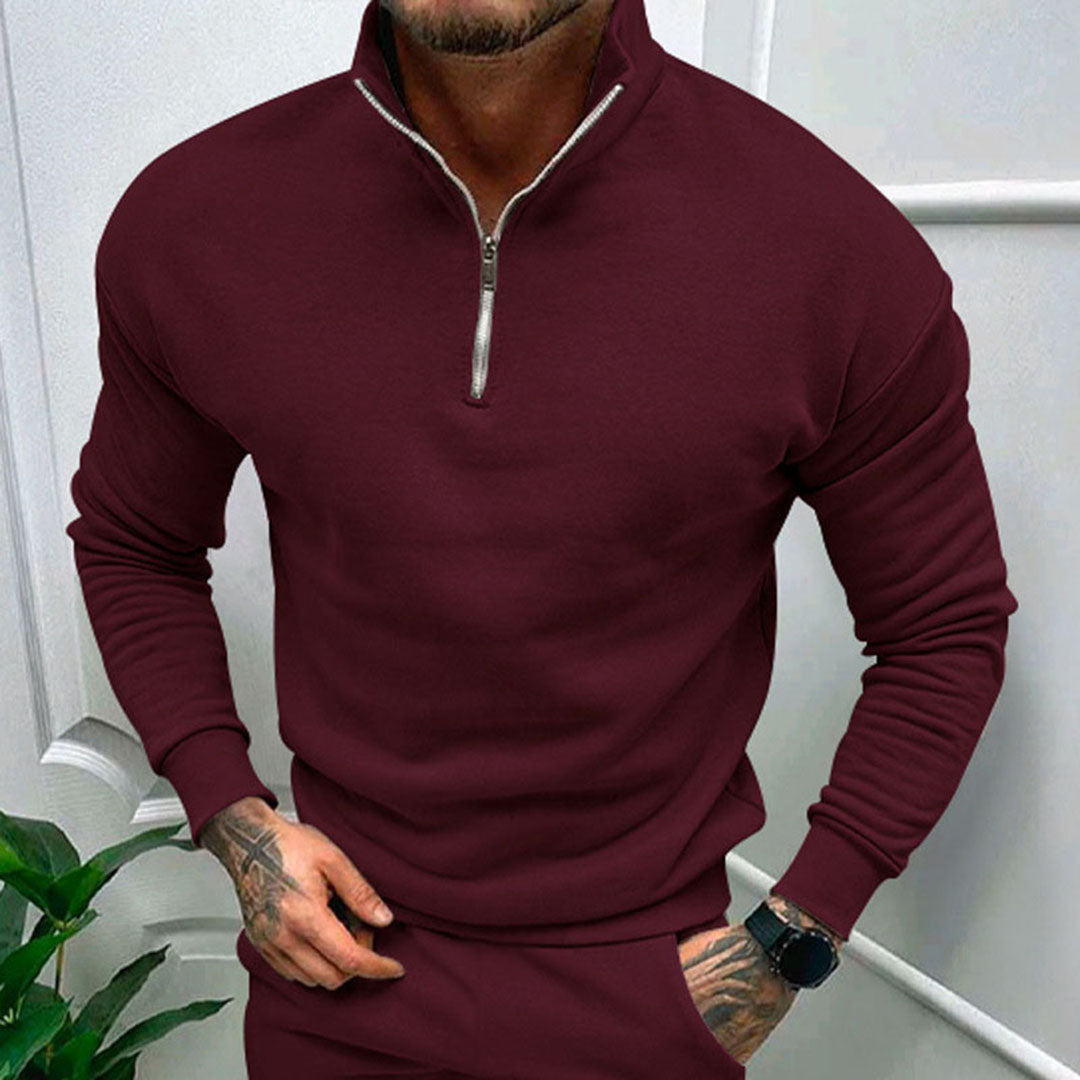 Polo Jumper | Casual | Long Sleeve | Half Zip Sweatshirt | Men's Quarter Zip Sweater-Chaps of London-Chaps of London