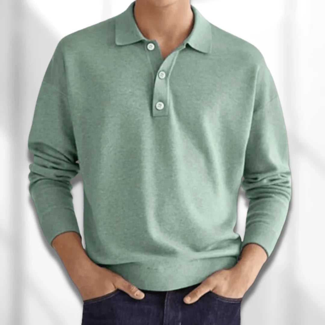 Polo Jumper | Collared | Long Sleeve | Polo Shirt | Men's Clothing-Men Sweaters-Chaps of London-Light Green-S-Chaps of London