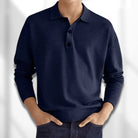 Polo Jumper | Collared | Long Sleeve | Polo Shirt | Men's Clothing-Men Sweaters-Chaps of London-Navy Blue-S-Chaps of London