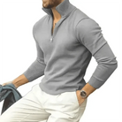 Polo Jumper | Long Sleeve | Pullover | Quarter Zip Jumper | Men's Quarter Zip Sweater-Sweatshirts & Hoodies-Chaps of London-Gray-S-Chaps of London