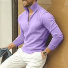 Polo Jumper | Long Sleeve | Pullover | Quarter Zip Jumper | Men's Quarter Zip Sweater-Sweatshirts & Hoodies-Chaps of London-Violet-S-Chaps of London