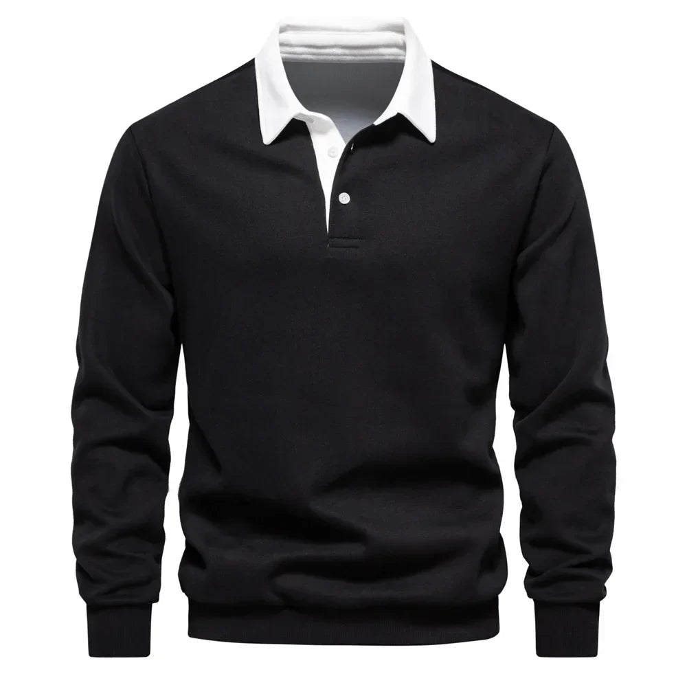 Polo Jumper - Long Sleeve - Quarter Button-Up - Polo Sweater - Men's Polo Shirts-Trui-Chaps of London-Chaps of London