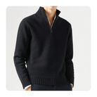 Polo Jumper - Men's Knitted Quarter Zip Sweater Pullover-Chaps of London-Black-S-Chaps of London