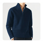 Polo Jumper - Men's Knitted Quarter Zip Sweater Pullover-Chaps of London-Blue-S-Chaps of London