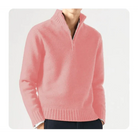 Polo Jumper - Men's Knitted Quarter Zip Sweater Pullover-Chaps of London-Pink-S-Chaps of London