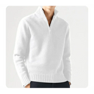 Polo Jumper - Men's Knitted Quarter Zip Sweater Pullover-Chaps of London-White-S-Chaps of London