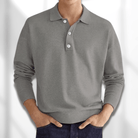 Polo Jumper - Men's Long Sleeve Collared Polo Shirt Sweater-Chaps of London-Grey-S-Chaps of London