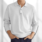 Polo Jumper - Men's Long Sleeve Collared Polo Shirt Sweater-Chaps of London-White-S-Chaps of London