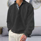 Polo Pullover | Loose Fit | Collared | Polo Sweatshirt | Men's Clothing-Chaps of London-Black-M-Chaps of London