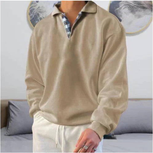Polo Pullover | Loose Fit | Collared | Polo Sweatshirt | Men's Clothing-Chaps of London-Brown-M-Chaps of London