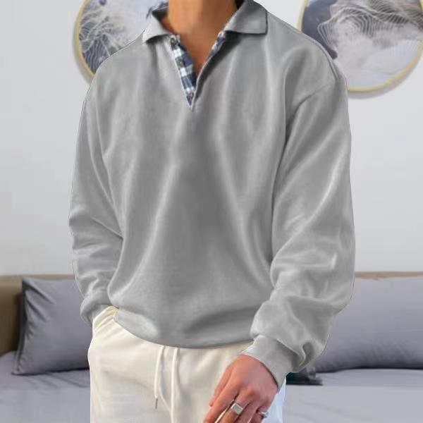 Polo Pullover | Loose Fit | Collared | Polo Sweatshirt | Men's Clothing-Chaps of London-Grey-M-Chaps of London