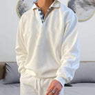 Polo Pullover | Loose Fit | Collared | Polo Sweatshirt | Men's Clothing-Chaps of London-White-M-Chaps of London