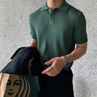 Polo Shirt | Button-Up | Turn Down Collar | Ribbed T-Shirt | Men's Shirts-men-Chaps of London-Green-M-Chaps of London