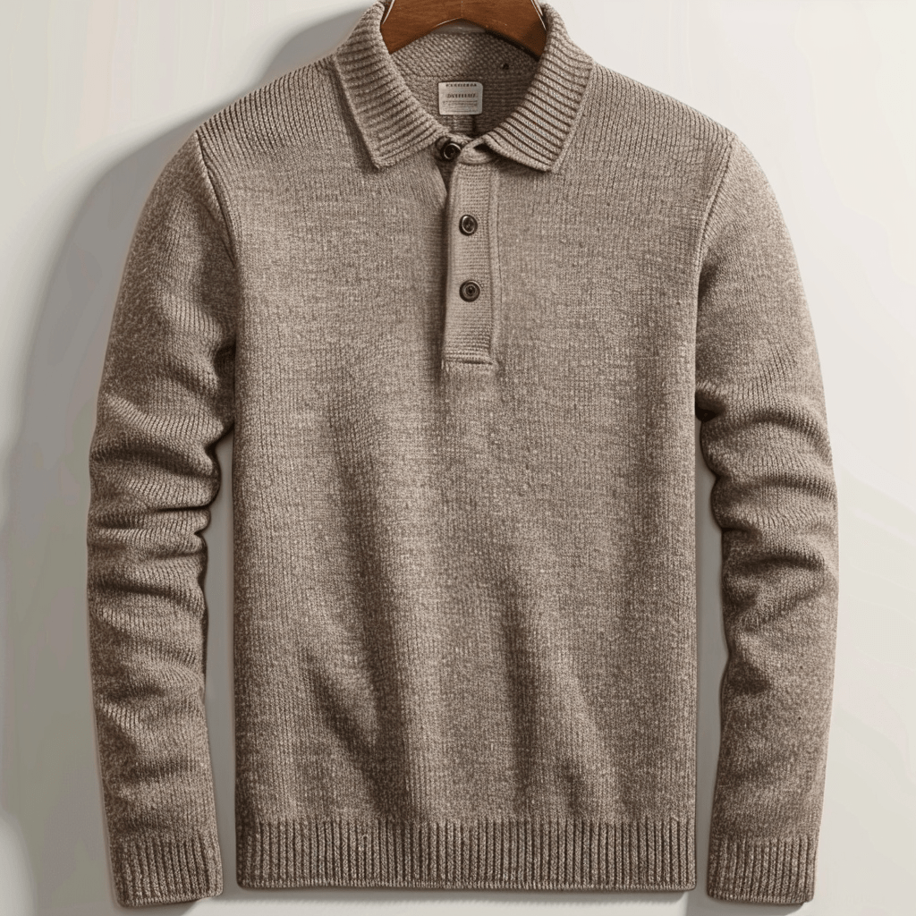 Polo Shirt | Collared | Long Sleeve | Polo Jumper | Men's Sweater-Men Sweaters-Chaps Herrenmode-Brown-XS-Chaps of London