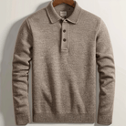 Polo Shirt | Collared | Long Sleeve | Polo Jumper | Men's Sweater-Men Sweaters-Chaps Herrenmode-Brown-XS-Chaps of London