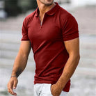 Polo Shirt - Collared - Quarter Zip - Polo T-Shirt - Men's Clothing-Chaps of London-Red-S-Chaps of London